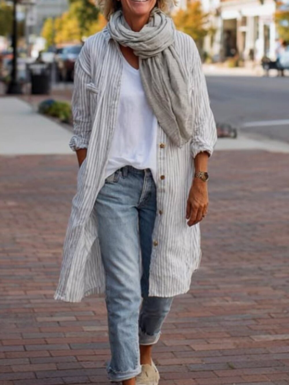 Zara Oversize blue and white striped Linen Blend Shirt / Dress XL